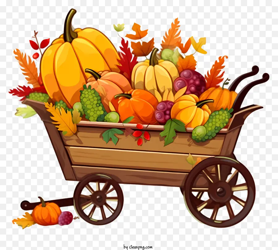 cart fruits vegetables pumpkins gourds