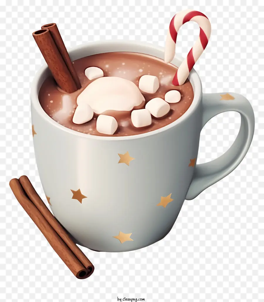 Heiße Schokoladen -Marshmallow -Candy Canes Cup Keramik - Heißer Schokoladenbecher mit Marshmallows und Süßigkeitenstöcken