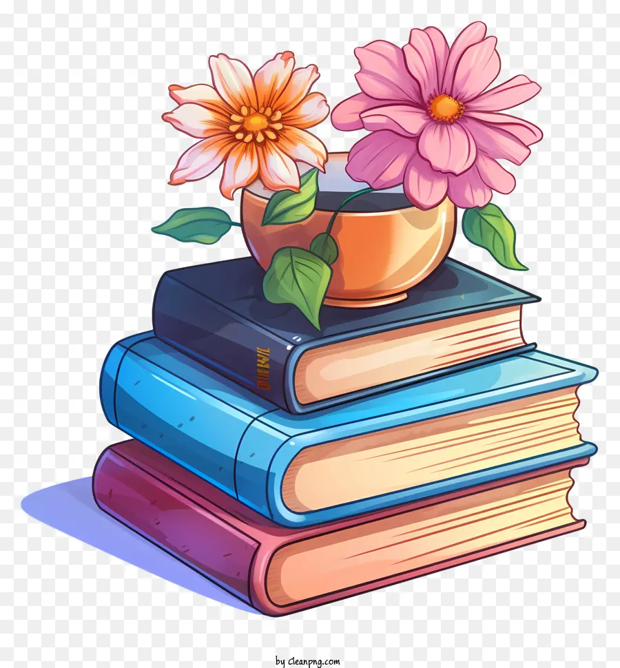 books vase flowers colors titles