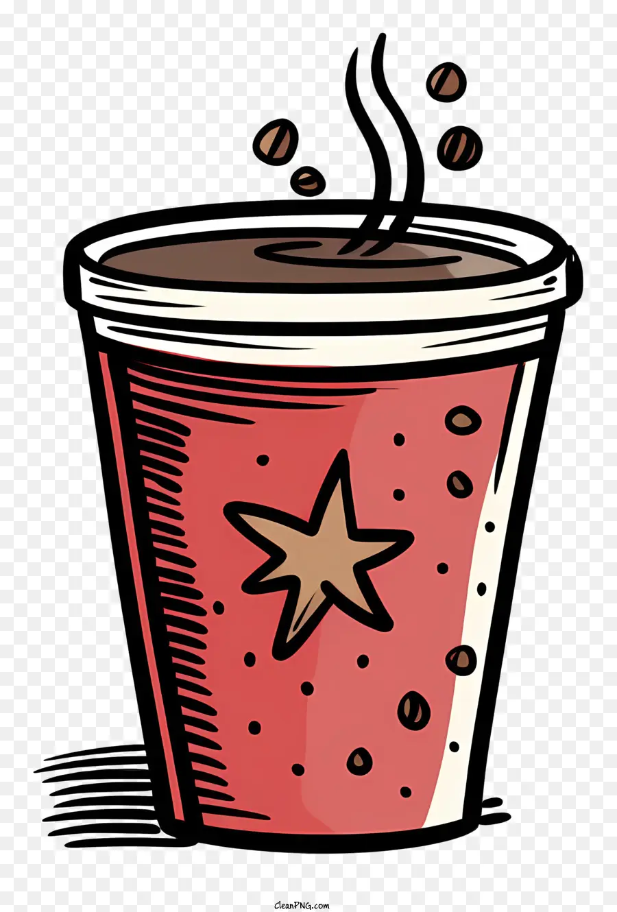 Kaffee Fleck - Rotpapier Tasse mit Kaffeefleck und Dampf