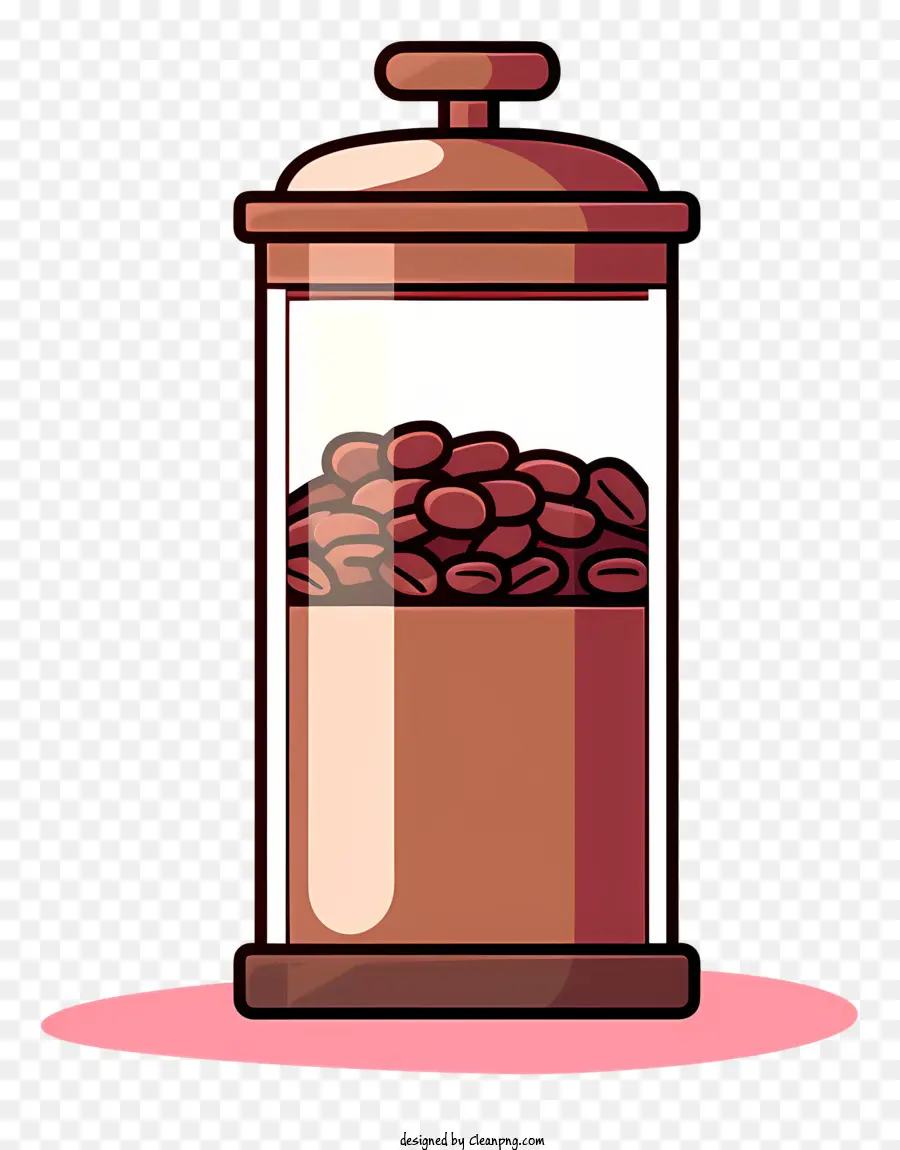 Kaffeebohnen - Braunes Glas mit Kaffeebohnen auf Pink