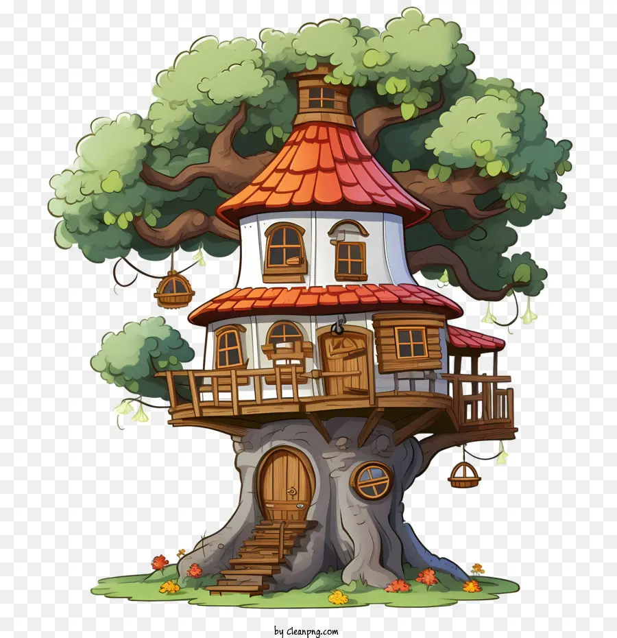 tree house treehouse cottage forest wood