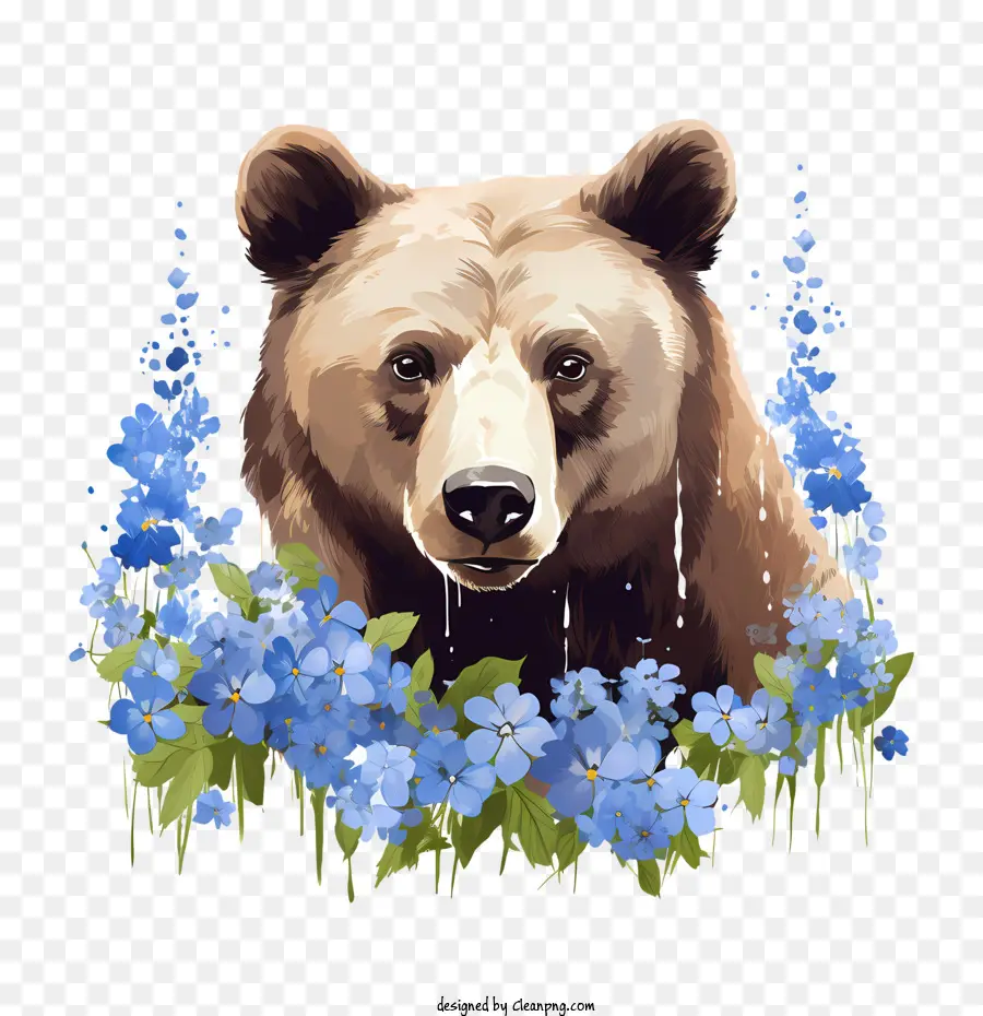 grizzly bear bear brown flowers wildlife