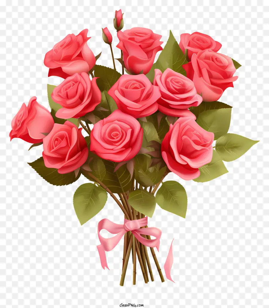rosa Rosen - Hochauflösende rosa Rosenstrauß mit Band in Vase