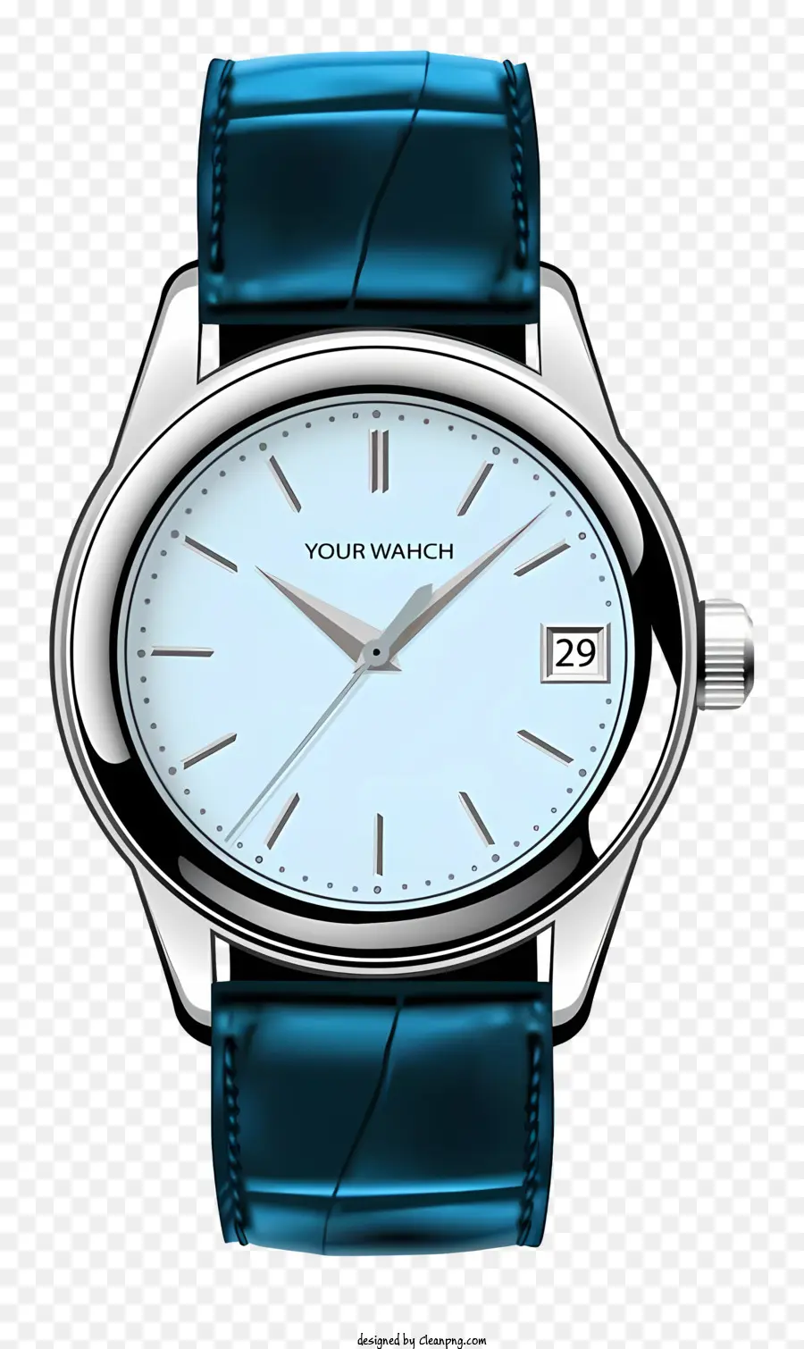 watch white dial blue leather band white face blue numbers