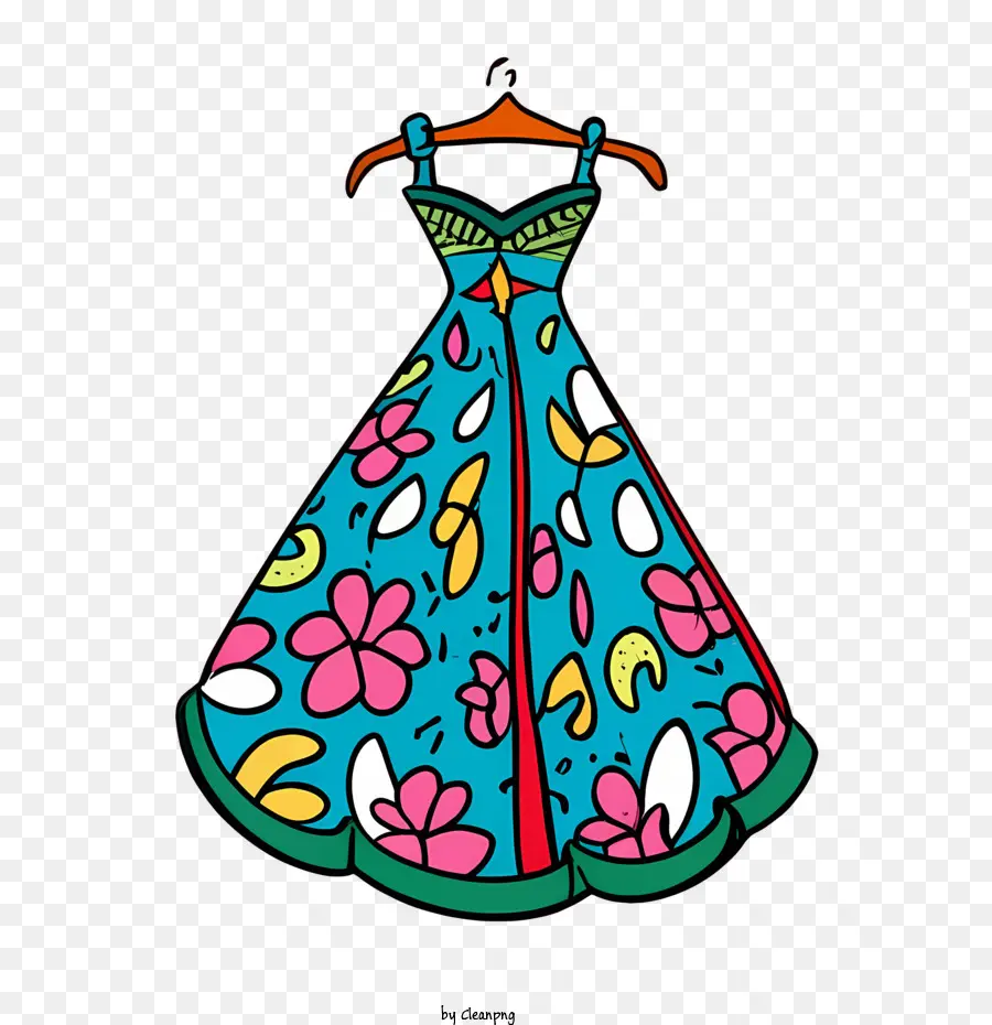 Cartoon -Kleid -Kleid bunte Blumenstraction - 