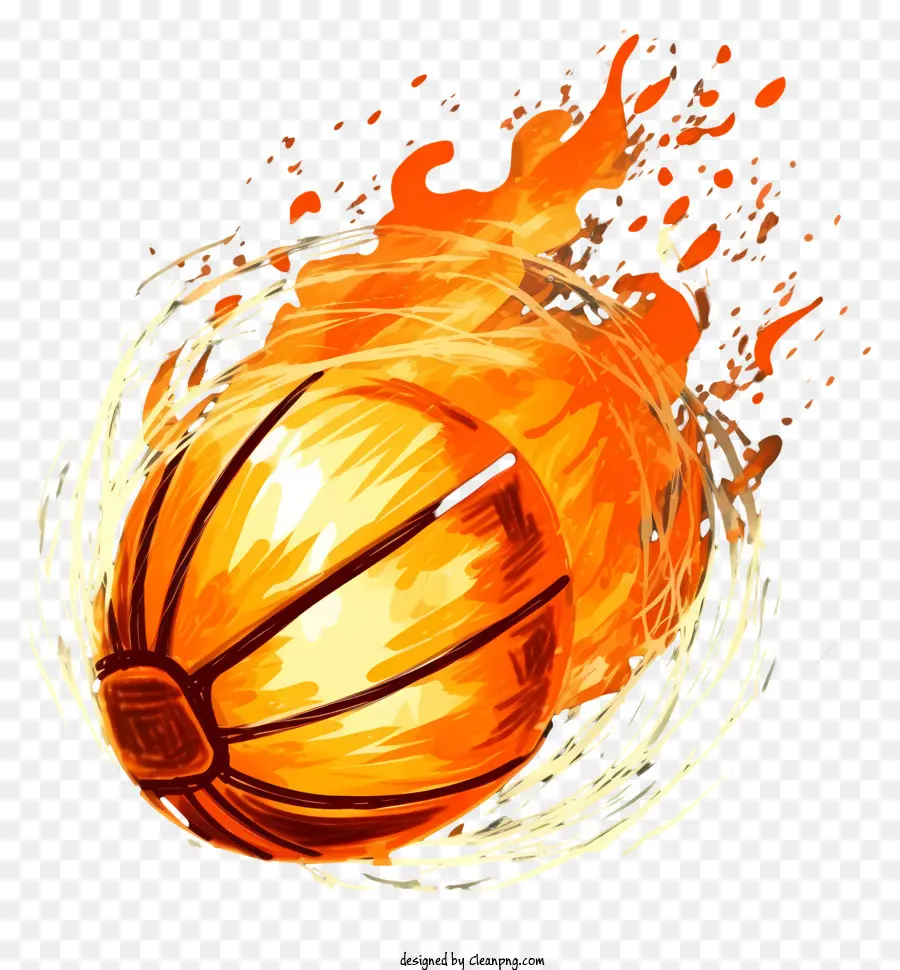 Basketball on Fire Burning Basketball Intense Basketball Action Fireball Basketball Abstract Basketball Image - Il basket astratto sul fuoco simboleggia un'azione intensa
