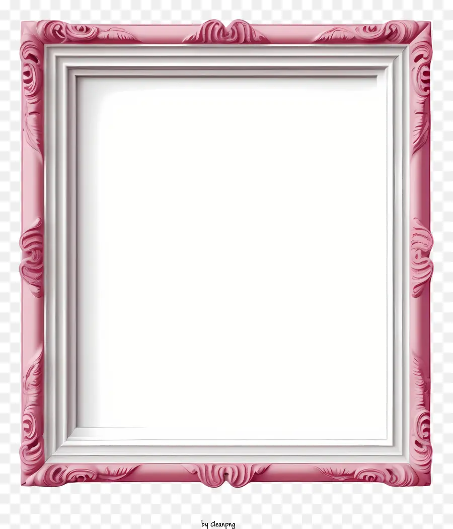 weißer Rahmen - Rosa gerahmtes Bild auf schwarzem Hintergrund, leer
