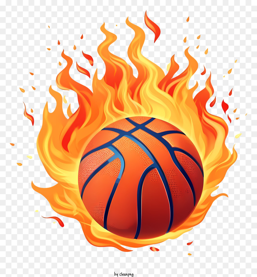 Fire Basketball - Flaming basketball with vibrant colors for