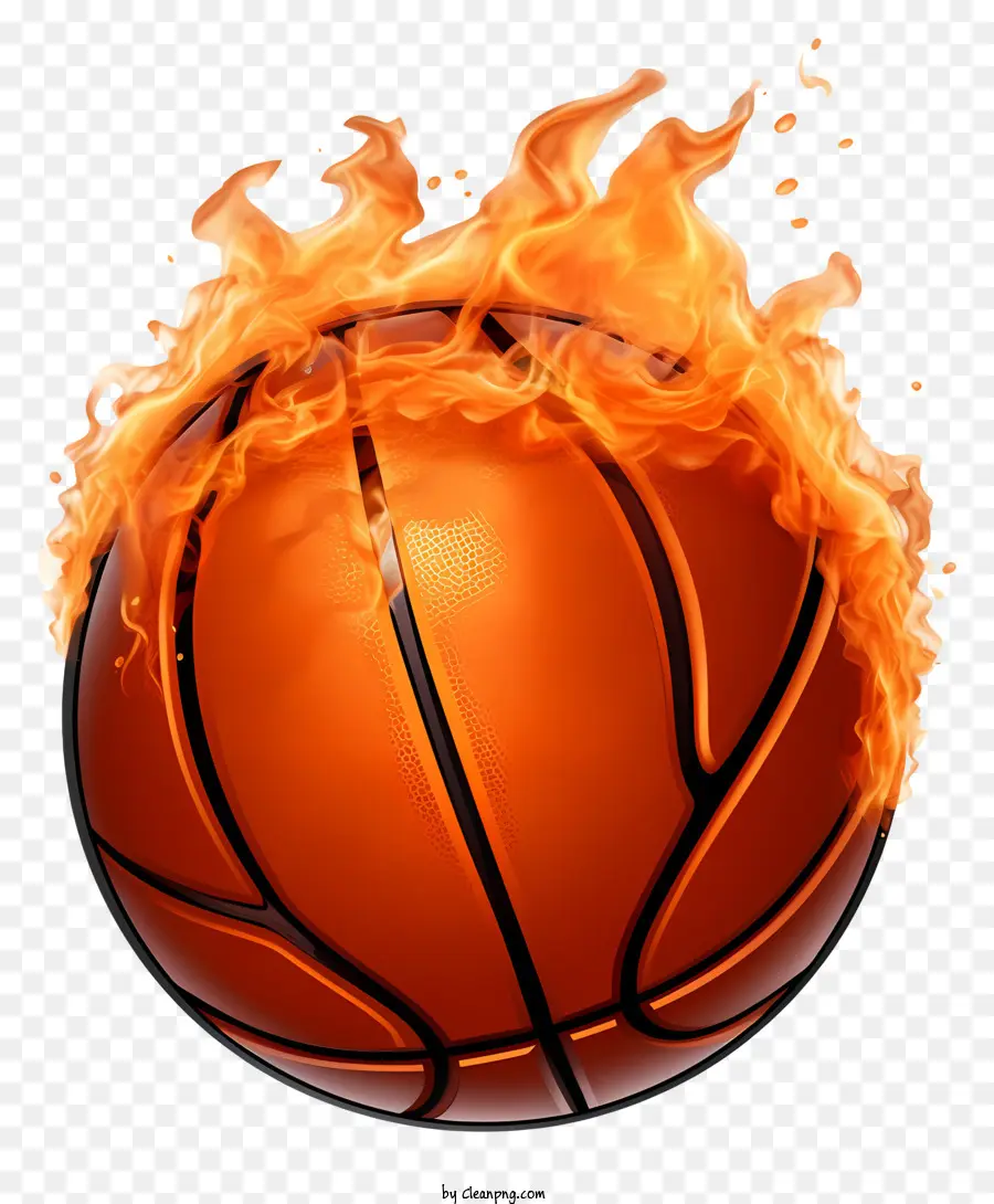 Feuerball - Der Basketball verschlang in feuriger Schwarz und Weiß