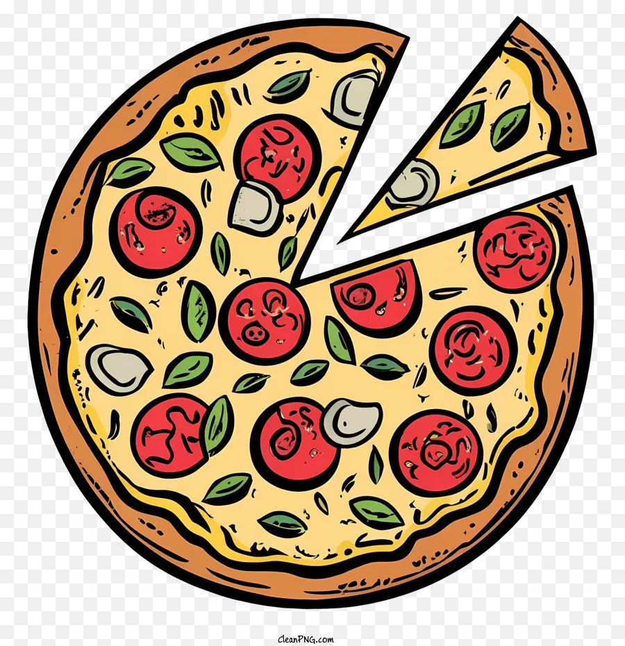 cartoon pizza pizza slice tomatoes cheese