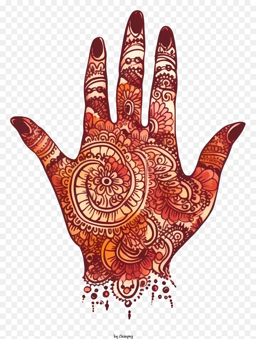 arte henné disegni intricati di donna tradizionale henné rosso henné rosso e marrone - Arte tradizionale dell'henné con intricato design a mano