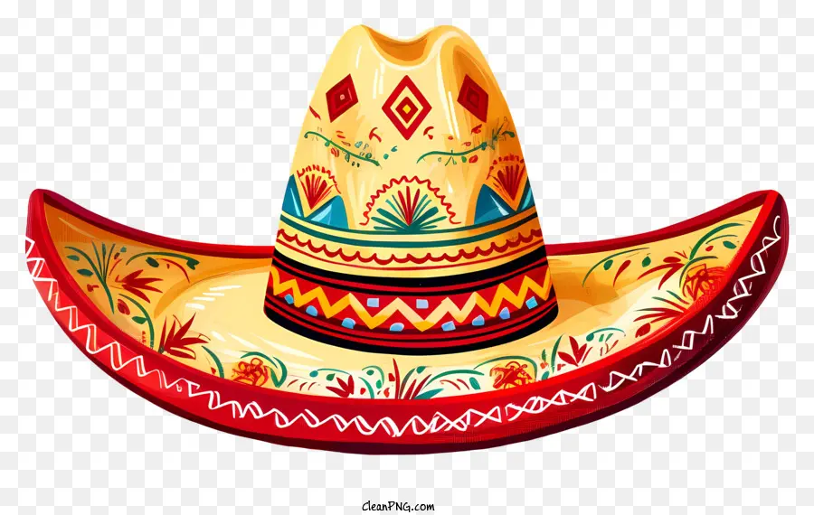 Mexikanischer Hut traditionelle mexikanische Kleidung farbenfrohe Strohhut komplizierter Hut entwirft mexikanische Hutzubehör - Buntem mexikanischer Hut mit komplizierten Designs hängen