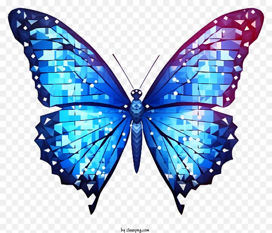 geometrische Formen - Stilisierte Darstellung eines farbenfrohen Schmetterlings auf dunklem Hintergrund