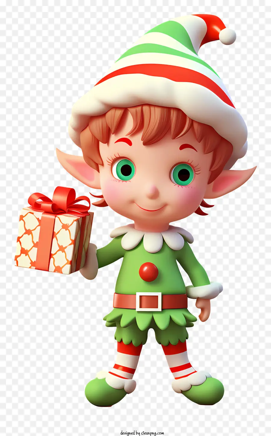 santa Hut - Ein Kind im Santa -Kostüm mit einem Geschenk