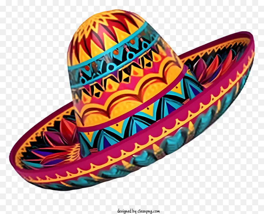 Mexikanischer Hutfarbe voll - Buntes mexikanisches Sombrero in Schwarzweißfoto