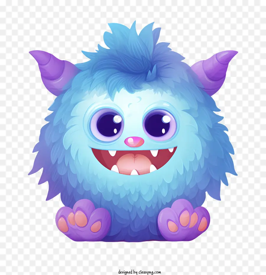 monster cute cartoon blue fuzzy