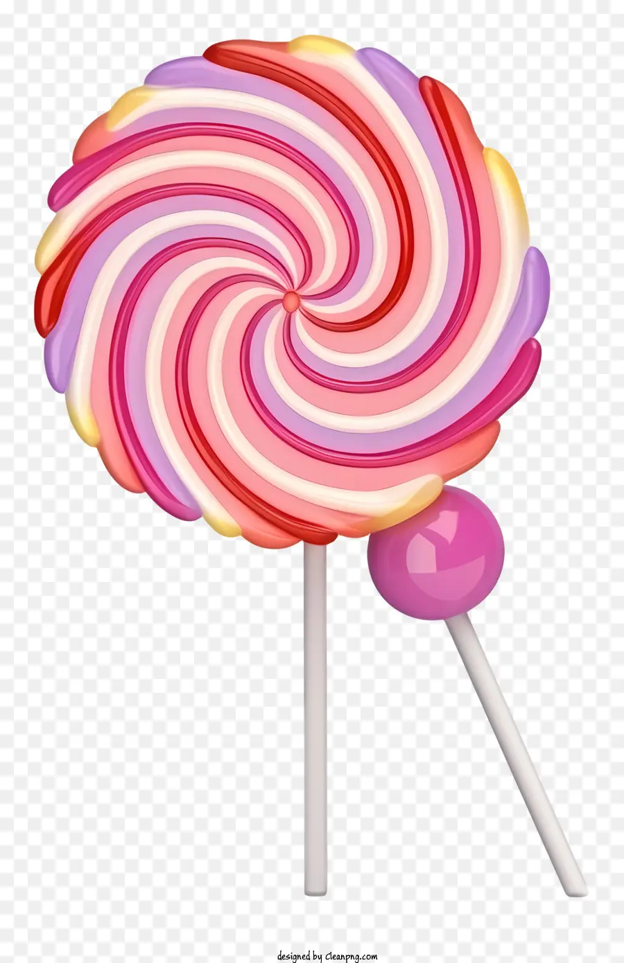 Kẹp kẹo sọc hồng và màu tím sọc - Lollipop đầy màu sắc với trình bao bọc ăn được trên gậy