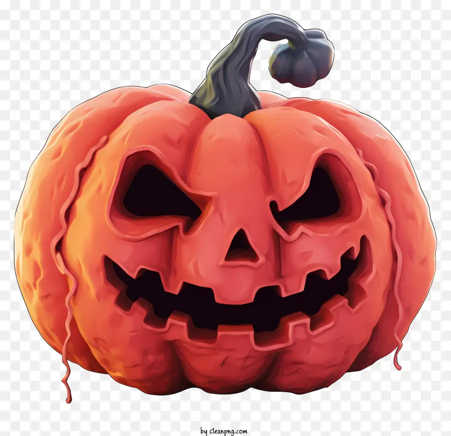 halloween Kürbis - Großer, orange lächelnder Kürbis mit geschnitztem Gesicht