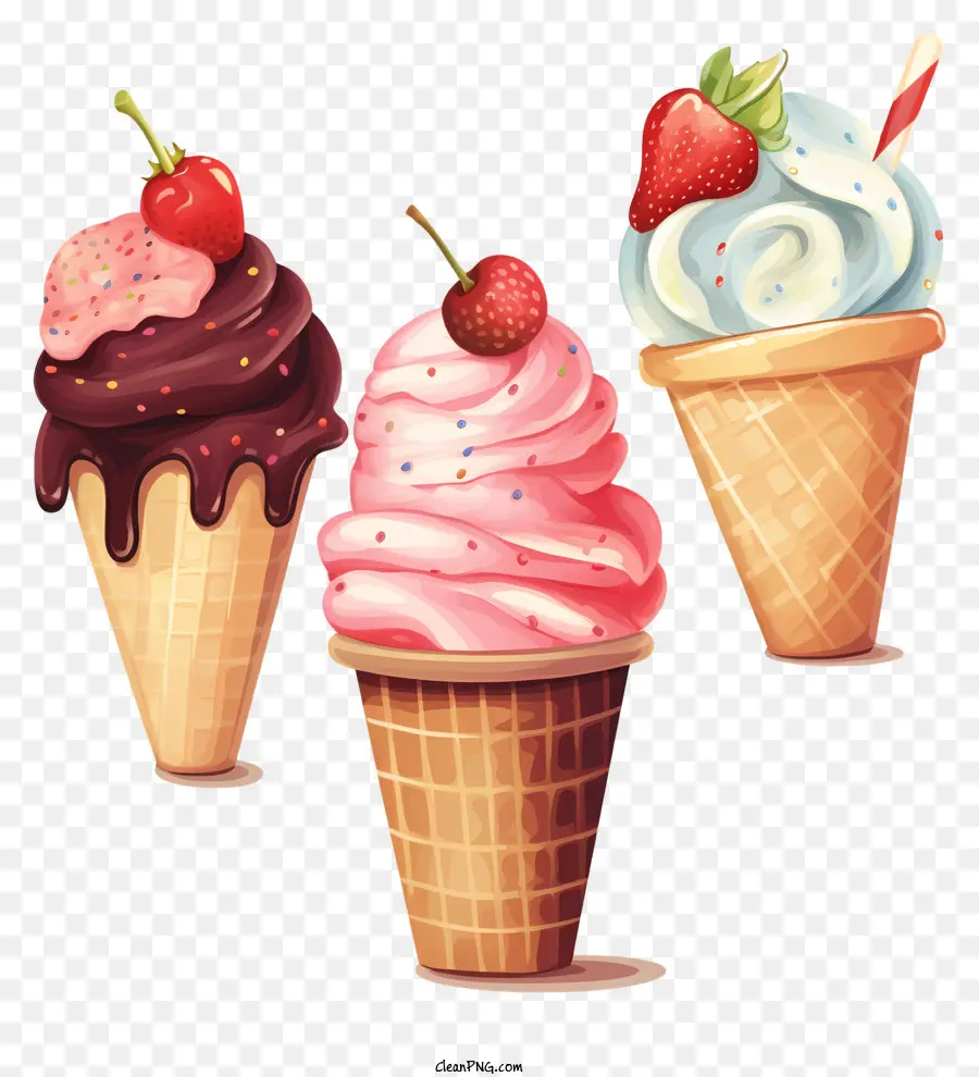 gelato - Immagine in bianco e nero di coni gelati