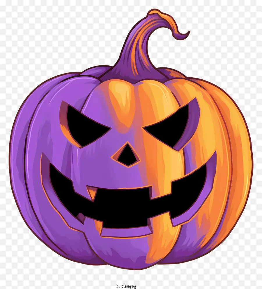decorazione di halloween - Purple e Orange Jack-O'-Lantern con faccia spaventosa