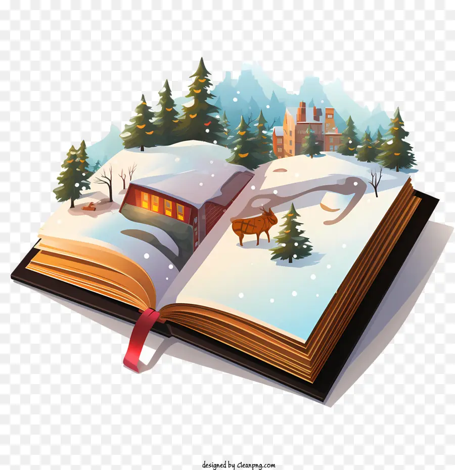 christmas book mountains trees snow snowy landscape