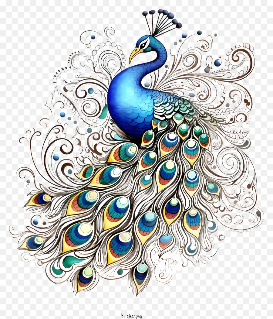 pavone - Immagine di pavone meravigliosa e intricata per design