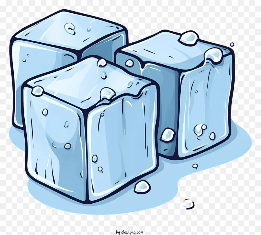 Eiswürfel gestapelte Eiswürfel klare Eiswassertropfen auf der Eisdreiecksbildung - Drei Eiswürfel, die in dreieckiger Formation gestapelt sind