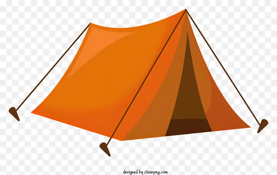 orange tent white roof black poles large opening small opening