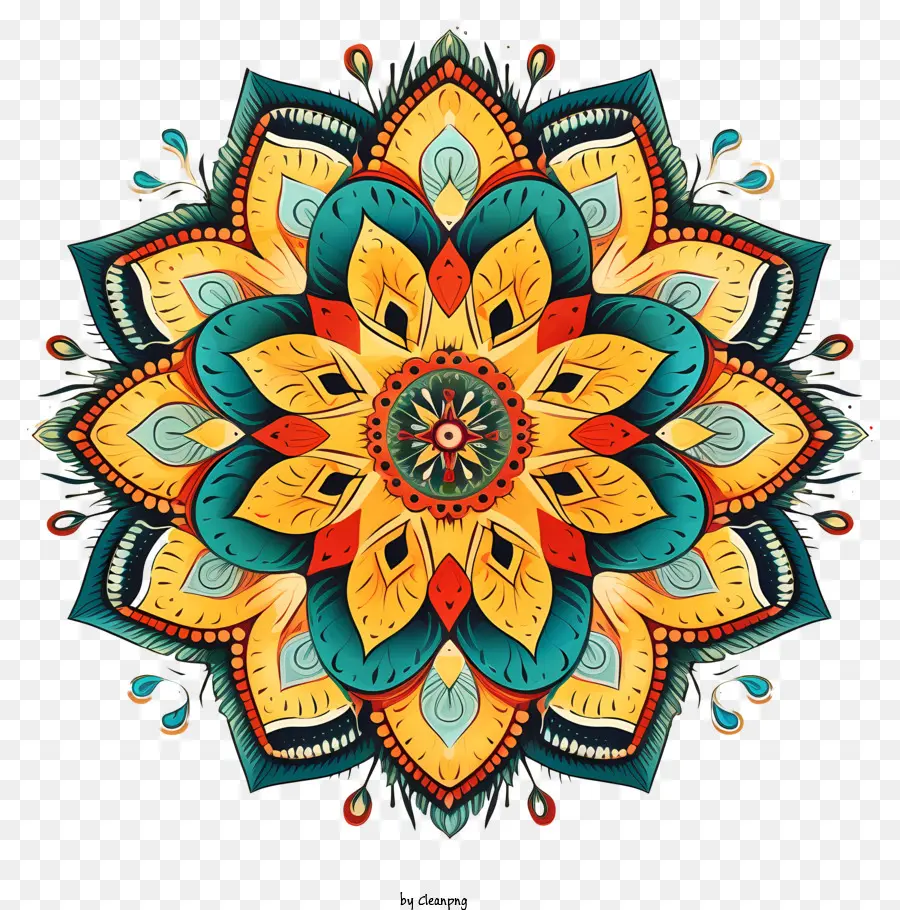 Mandala Design Circular Muster Buntes Kunstwerk Blumenmotiv schöne Designs - Farbenfrohes kreisförmiges Design mit Mustern und Blumen