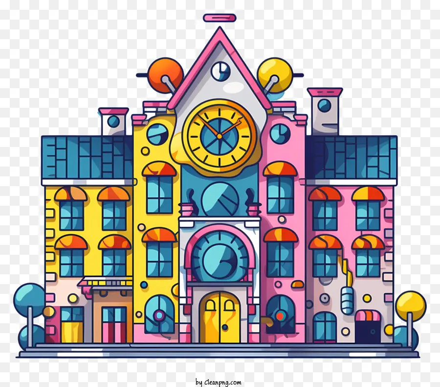 colorful building ornate details vibrant colors plastic material multi colored windows