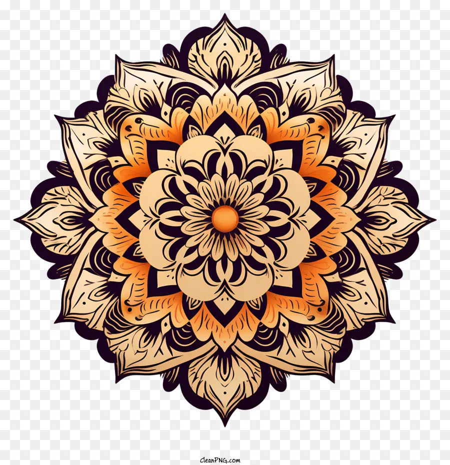 Stern - Kreisförmiges Design mit orange und braunen Blütenblättern, die Sternform bilden