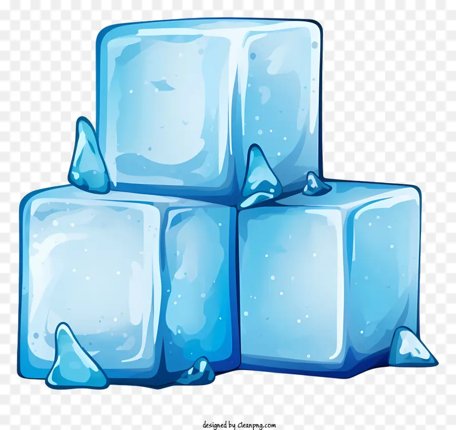 Wasser Blasen - Vier klare Eiswürfel mit gefrorenen Blasen