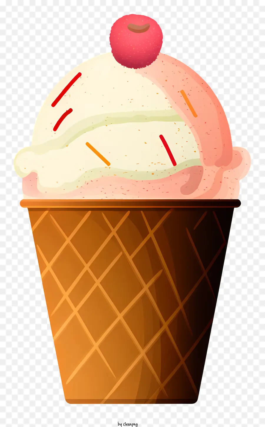 sô cô la kem kem hình nón đánh kem anh đào trên hình nón hàng đầu - Hình nón kem màu hồng và trắng với anh đào
