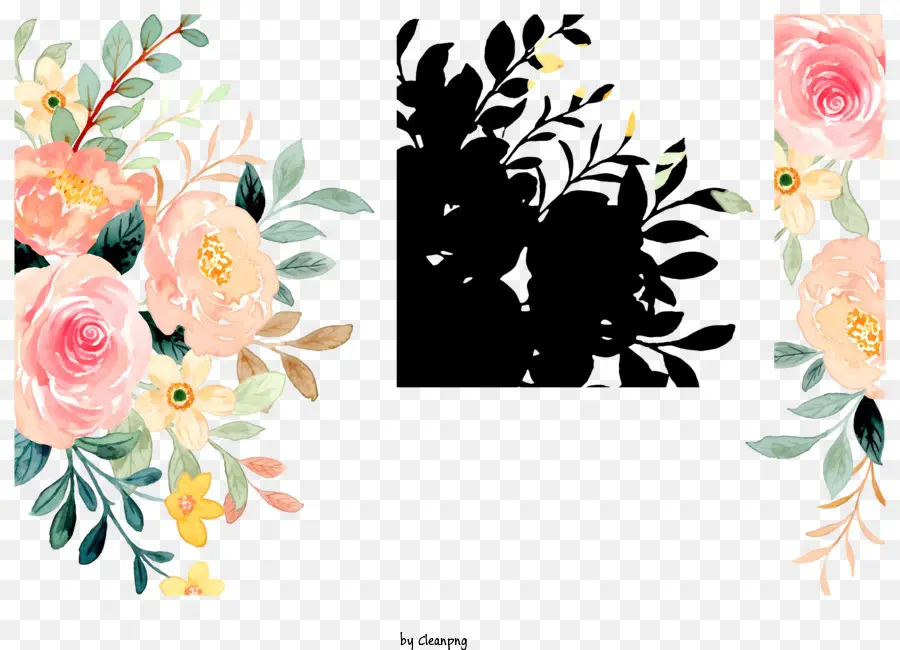 floral Grenze - Digitale Illustration des realistischen Blumengrenzdesigns