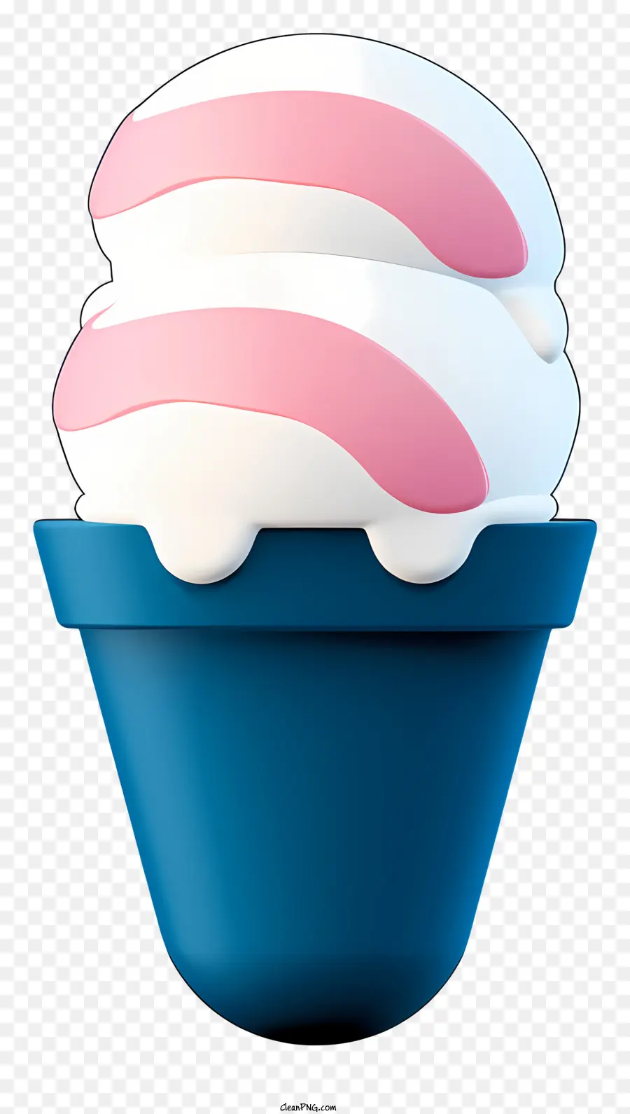 cono di gelato rosa cucchiaio panna montata a strisce blu piatto rotondo cono gelato rotondo - Cono di gelato rosa con panna montata e cucchiaio