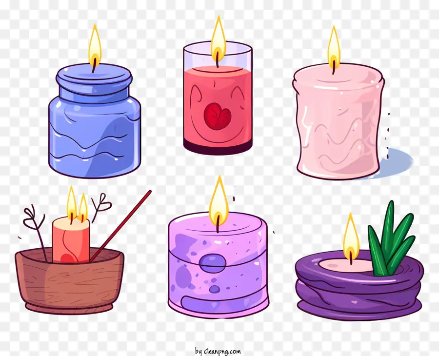 Kerzenfarben Stile leuchtete Kerzen rote Kerzen - Bunte Cartoonkerzen mit Herzen und Lächeln