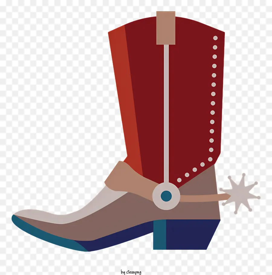 scarpone da cowboy scarpa in stile occidentale stivale rosso e bianco boot fibbia design da cowboy - Stivale da cowboy rosso e bianco con fibbia a stella
