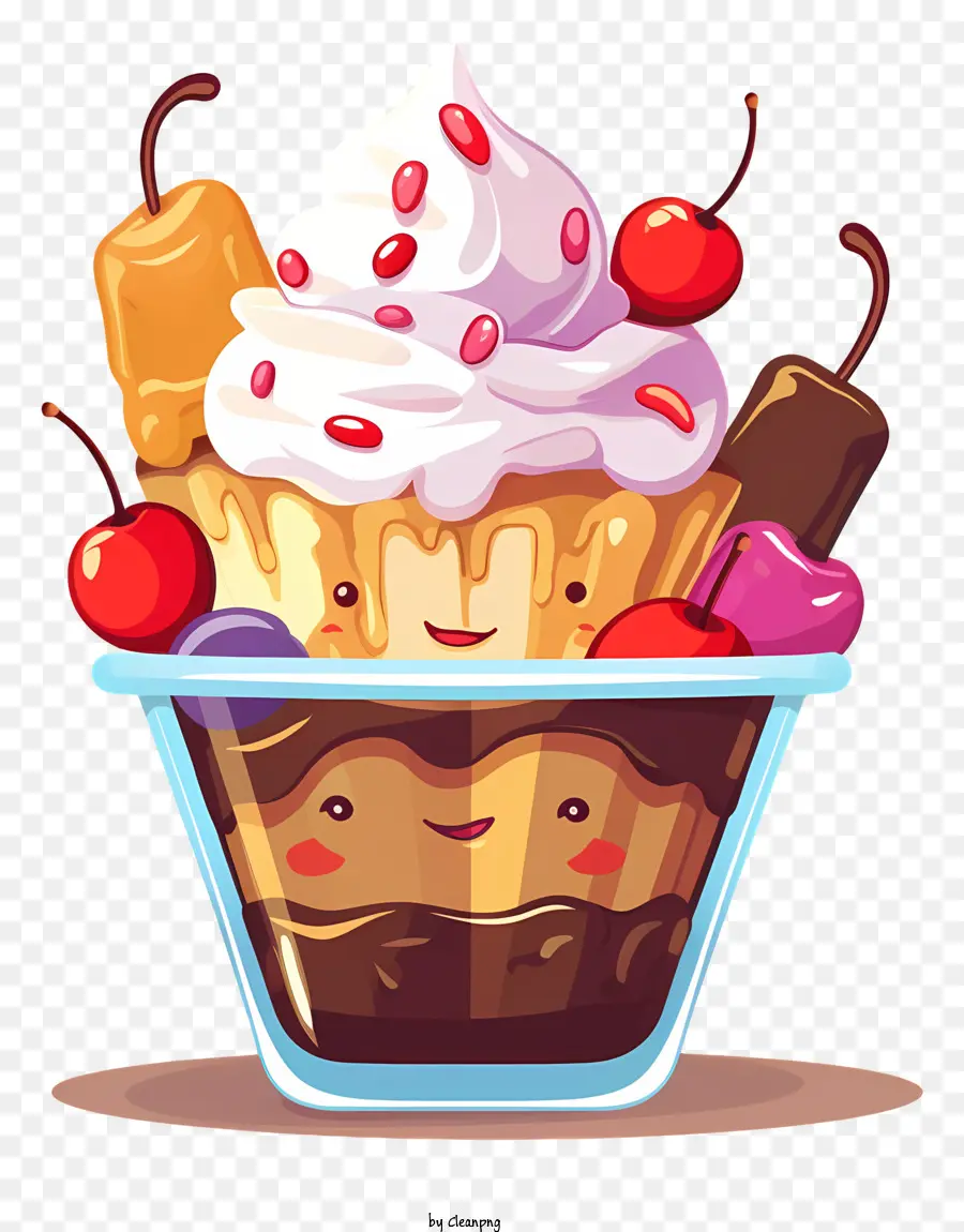 phim hoạt hình kem cốc kem kem kem sô cô la kem - Hình minh họa theo phong cách hoạt hình của cốc kem hấp dẫn