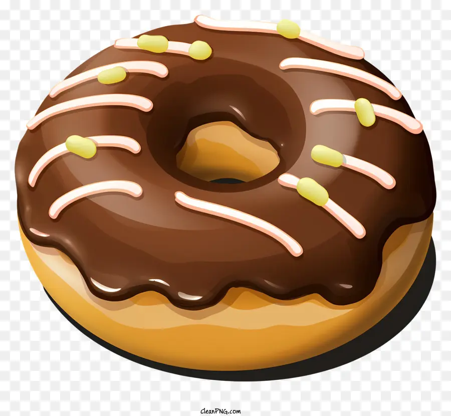 Streusel - Schokoladen -Donut mit Streuseln auf schwarzem Hintergrund