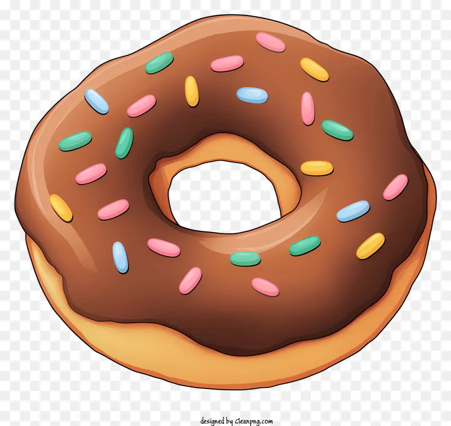 Streusel - Realistisches Bild von schokoladenbedeckten Donut mit Streuseln