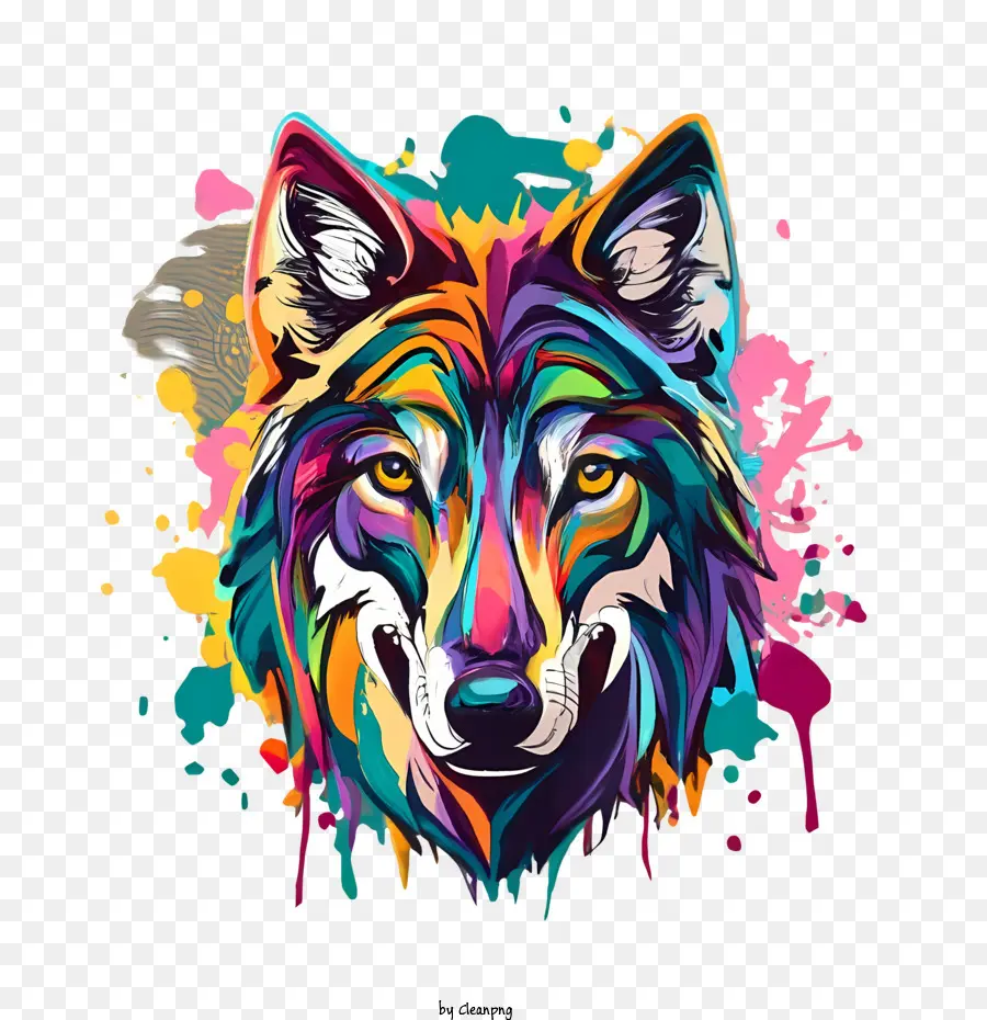 Wolf Head Wolf Colorful Abstract Bold - 