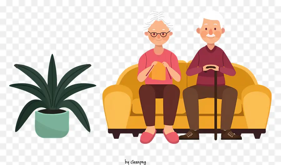 đeo kính - Cặp vợ chồng già ấm cúng đang ngồi trong phòng thiếu sáng