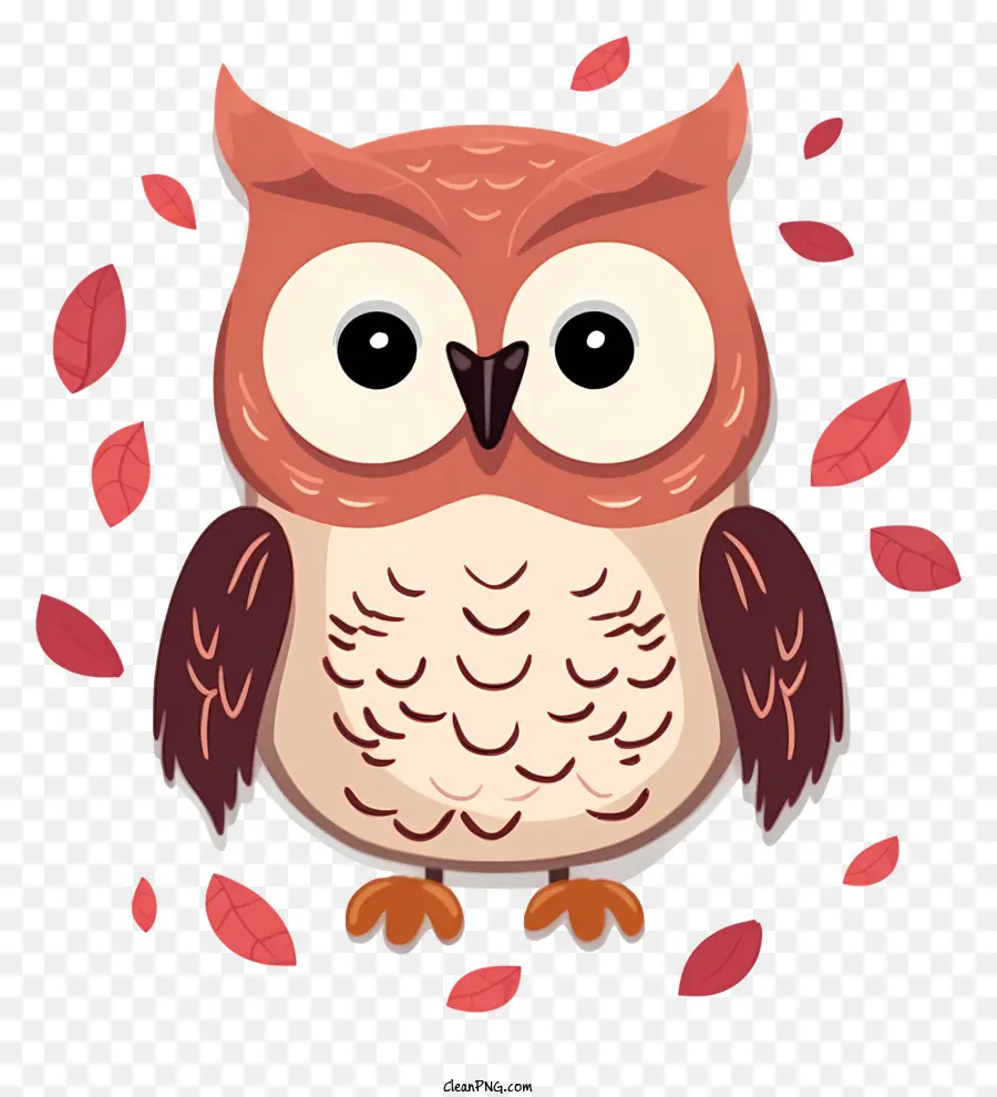 sfondo rosso - Cartoon Owl su sfondo rosso con foglie