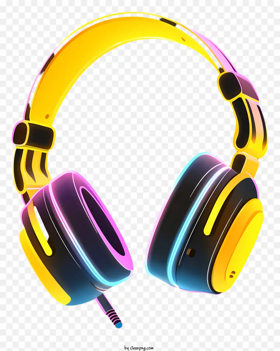 Schlüsselwörter Kopfhörer Ohrhörer Neon gelb rosa Akzente - Neongelbe Kopfhörer mit rosa und lila Akzenten