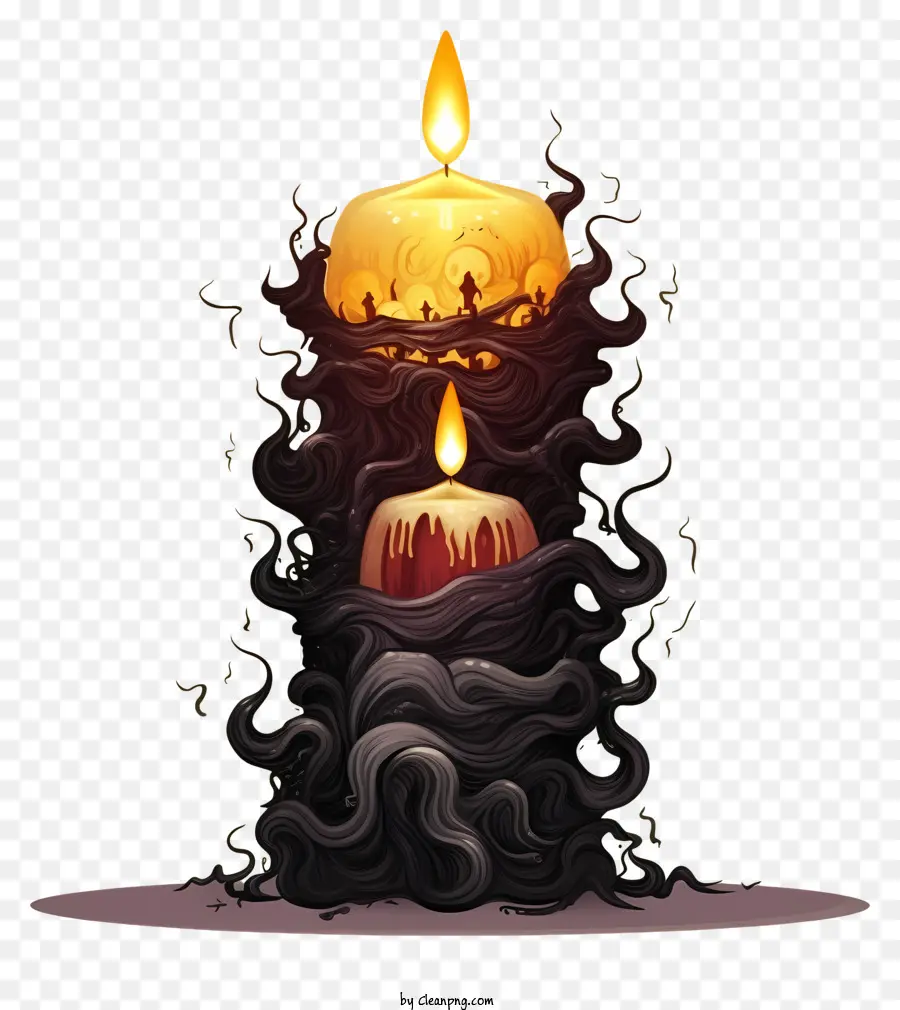 Kerzenwachs schmilzt Flammenrauch - Unheimliche Kerzen, die in Wachspool schmilzt