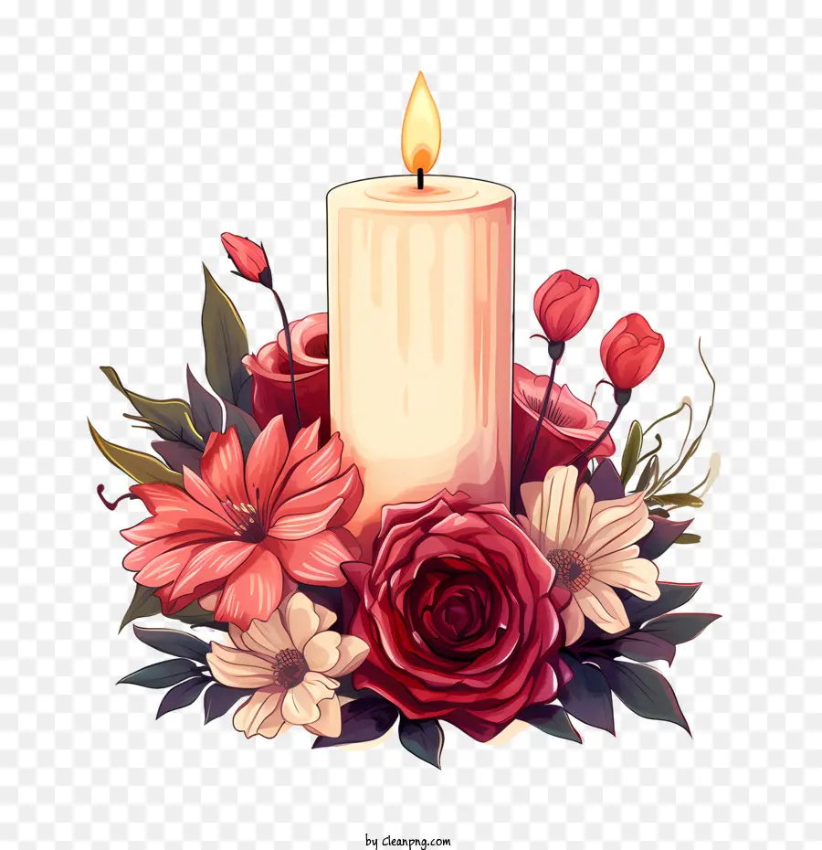 All Souls Day Blume Blumenarrangement Kerze rot und rosa Rosen weiße Lilien - 
