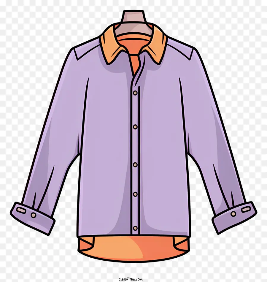 purple shirt orange neckline long sleeve open collar button placket