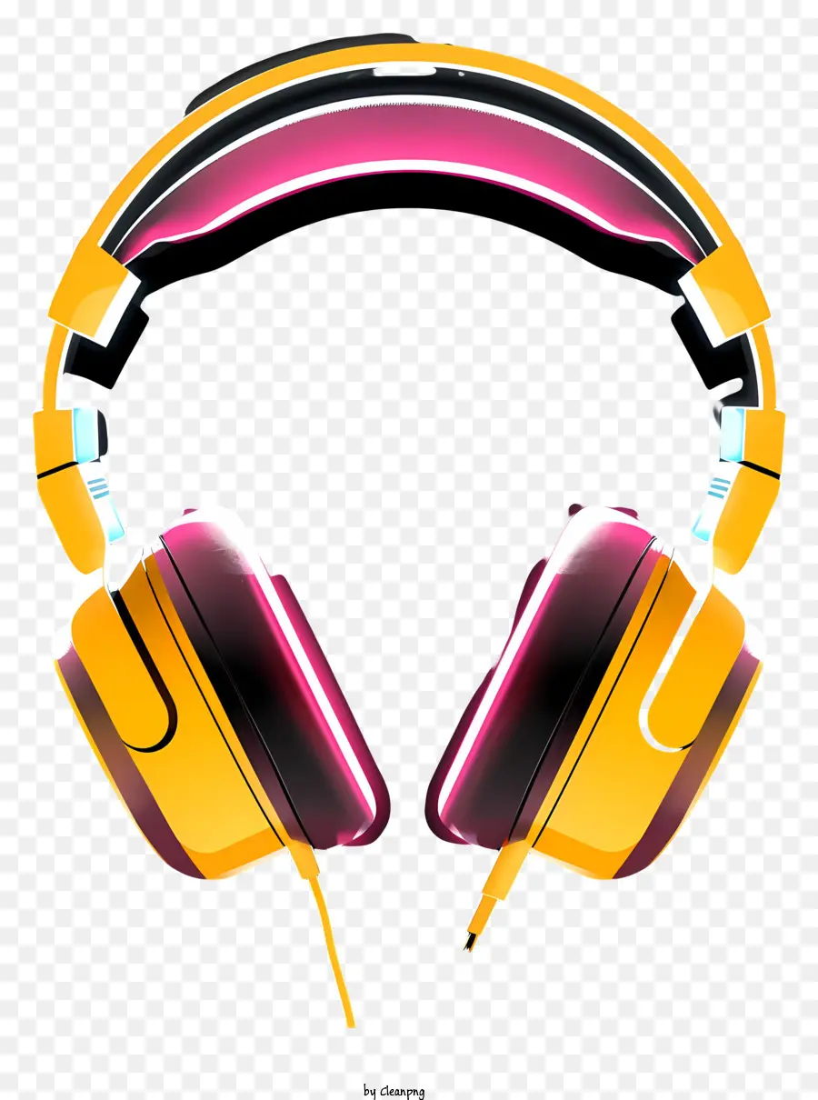 gelbe Kopfhörer verkabelt Kopfhörer beleuchtete Kopfhörer dunkle Bildkopfhörerdrähte - Gelbe Kopfhörer mit Drähten und schwachem Licht