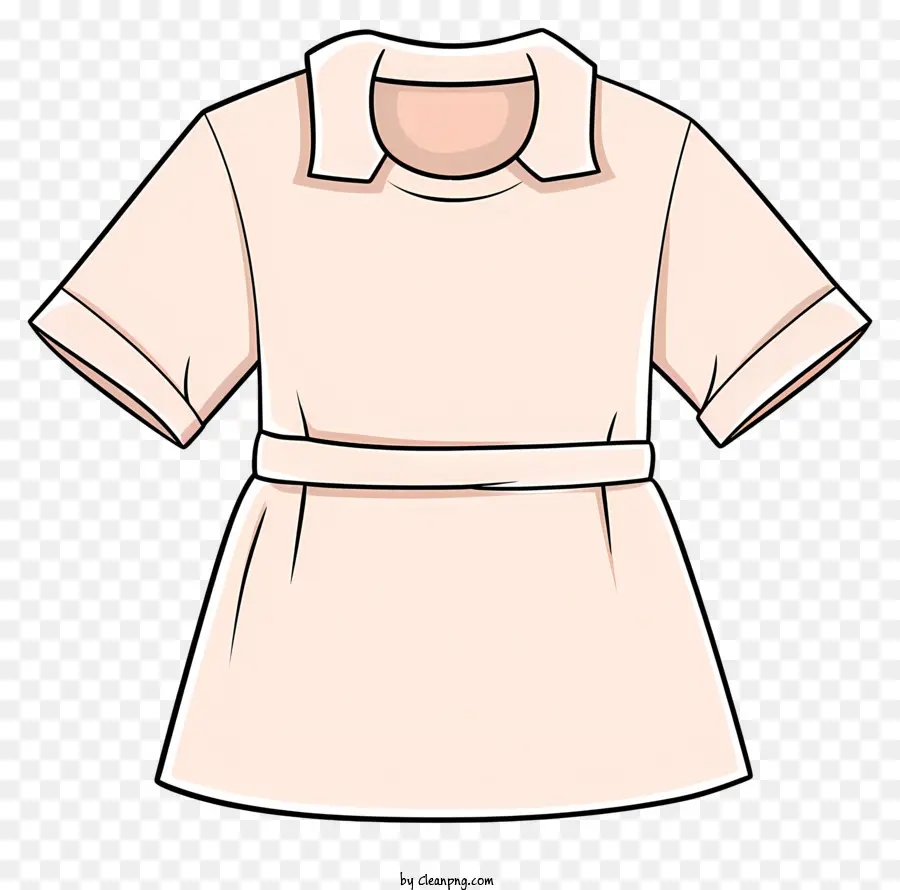 rosa Kleid weißes Kragenkleid rosa Gürtelkleid mit Ärmeln rosa Materialkleid - Rosa Kleid mit weißem Kragen und Ärmeln, angeschlagen